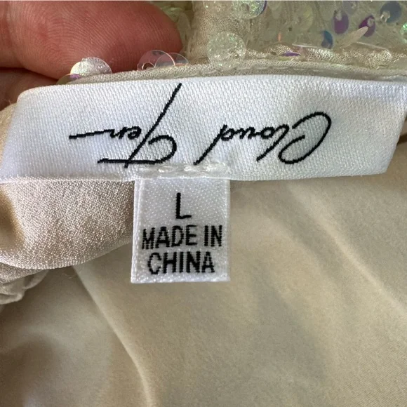 Cloud Ten romper women large cowl neck open back sequin halter one piece white - Picture 6 of 13